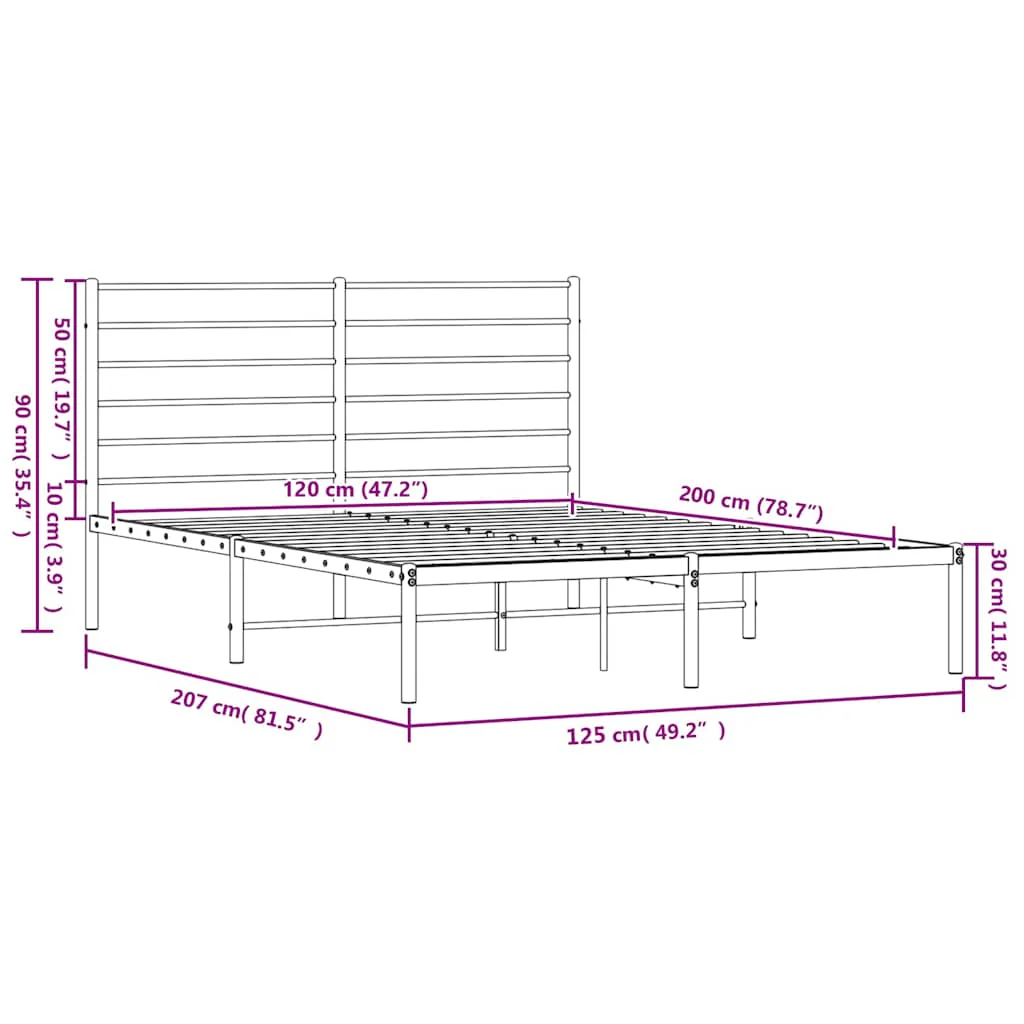 sengeramme med sengegavl 120x200 cm metal hvid - Image 9