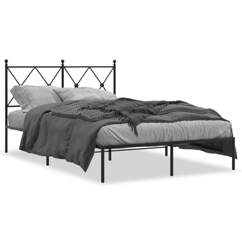 sengeramme med sengegavl 120x200 cm metal sort - Image 2