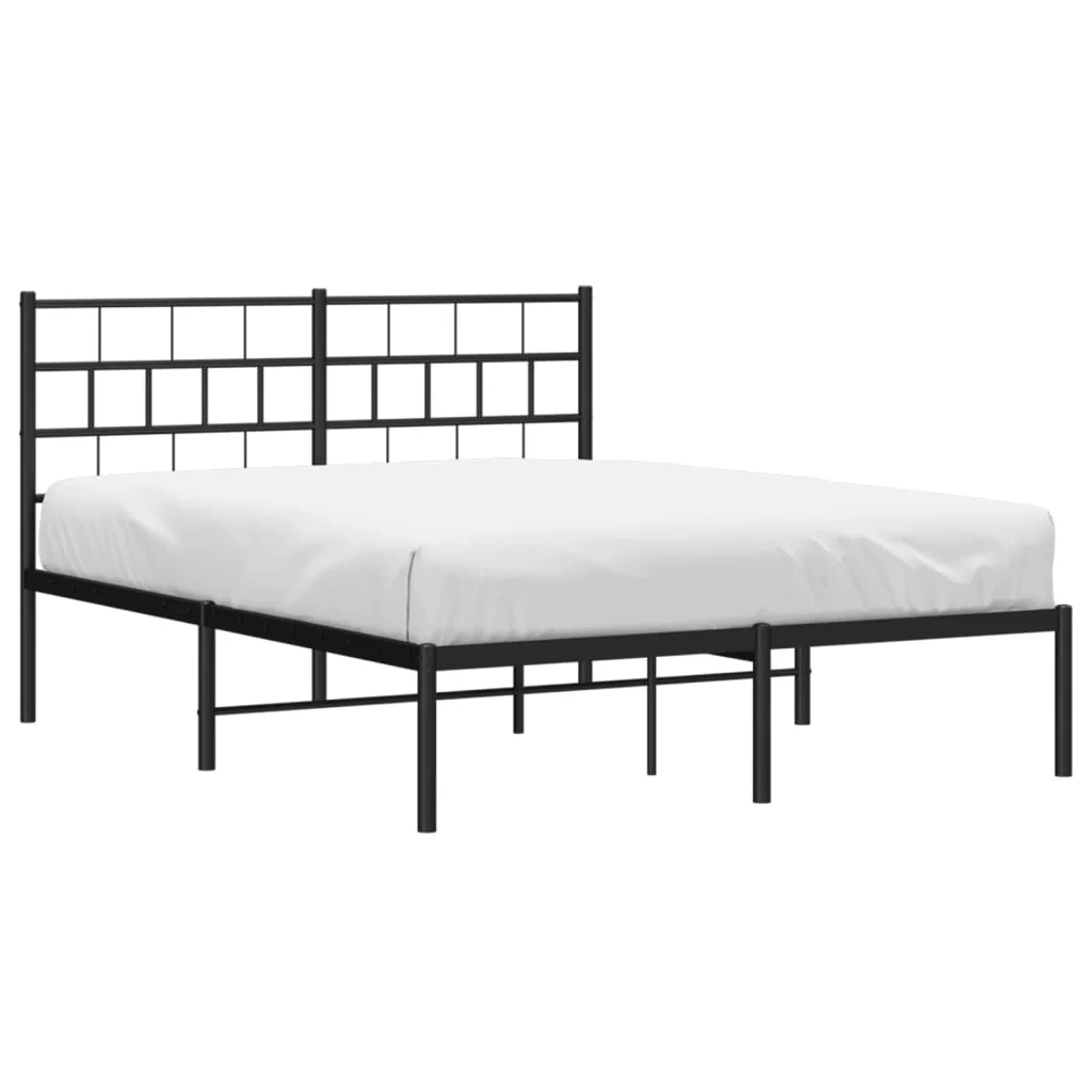 sengeramme med sengegavl 120x200 cm metal sort - Image 3