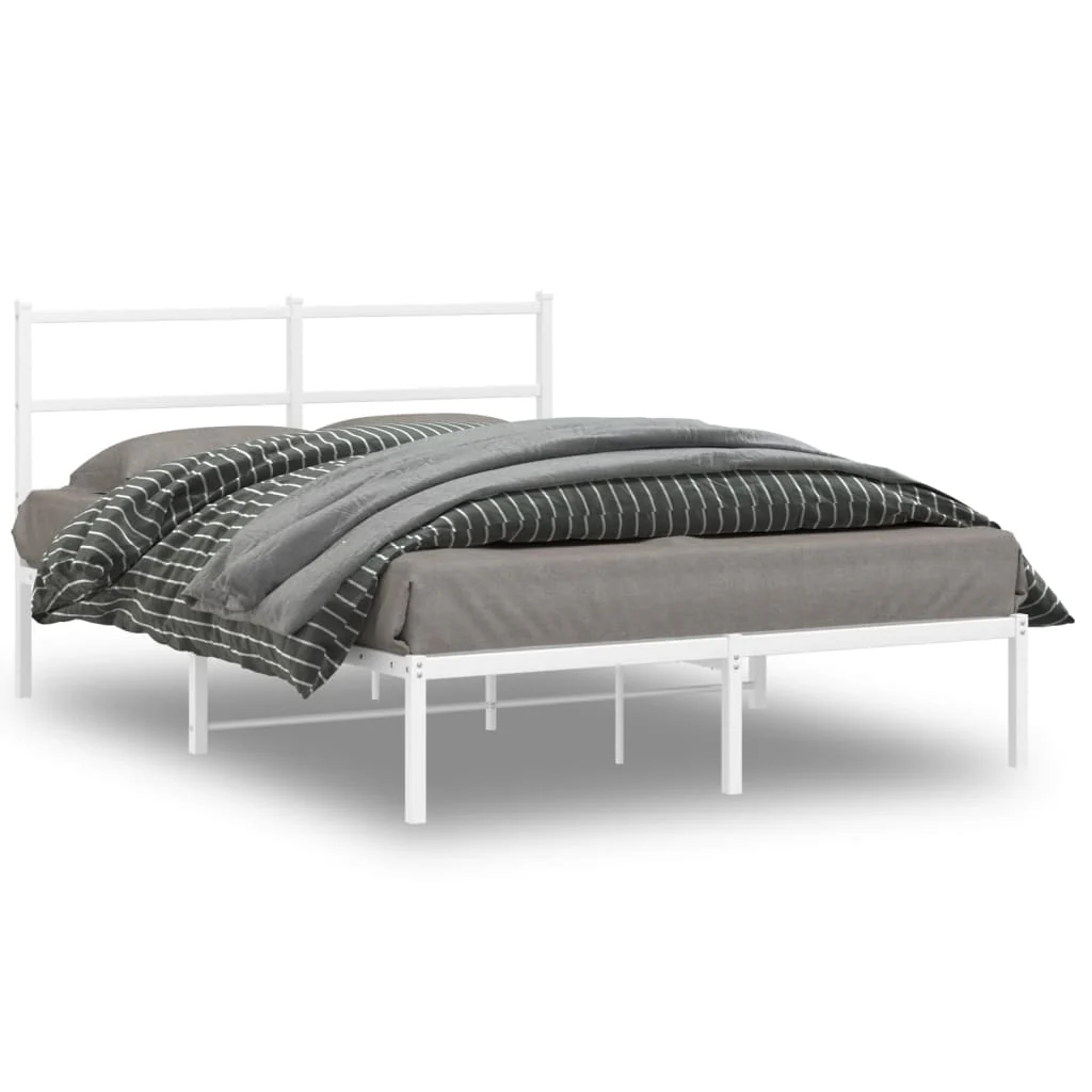 sengeramme med sengegavl 135x190 cm metal hvid