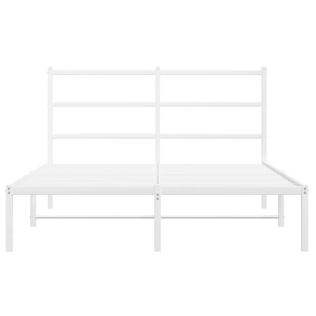 sengeramme med sengegavl 135x190 cm metal hvid - Image 5