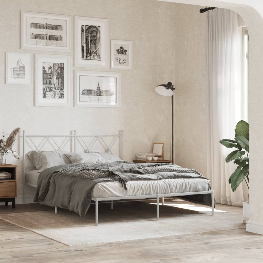 sengeramme med sengegavl 135x190 cm metal hvid