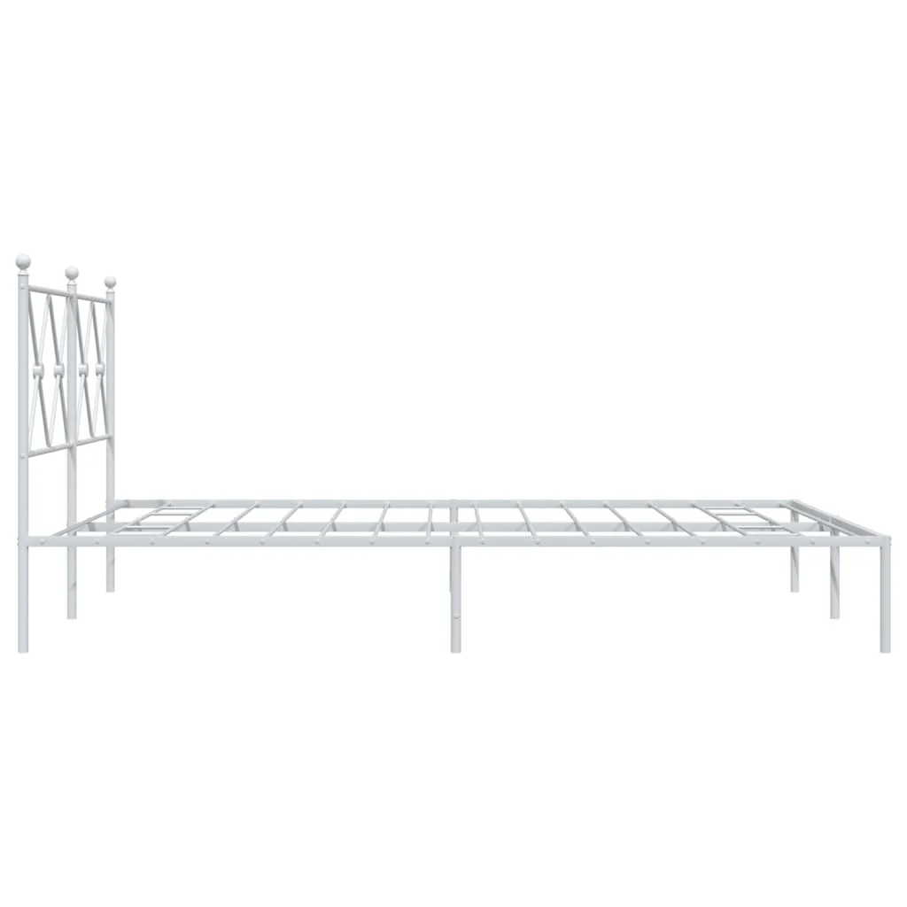 sengeramme med sengegavl 135x190 cm metal hvid - Image 5