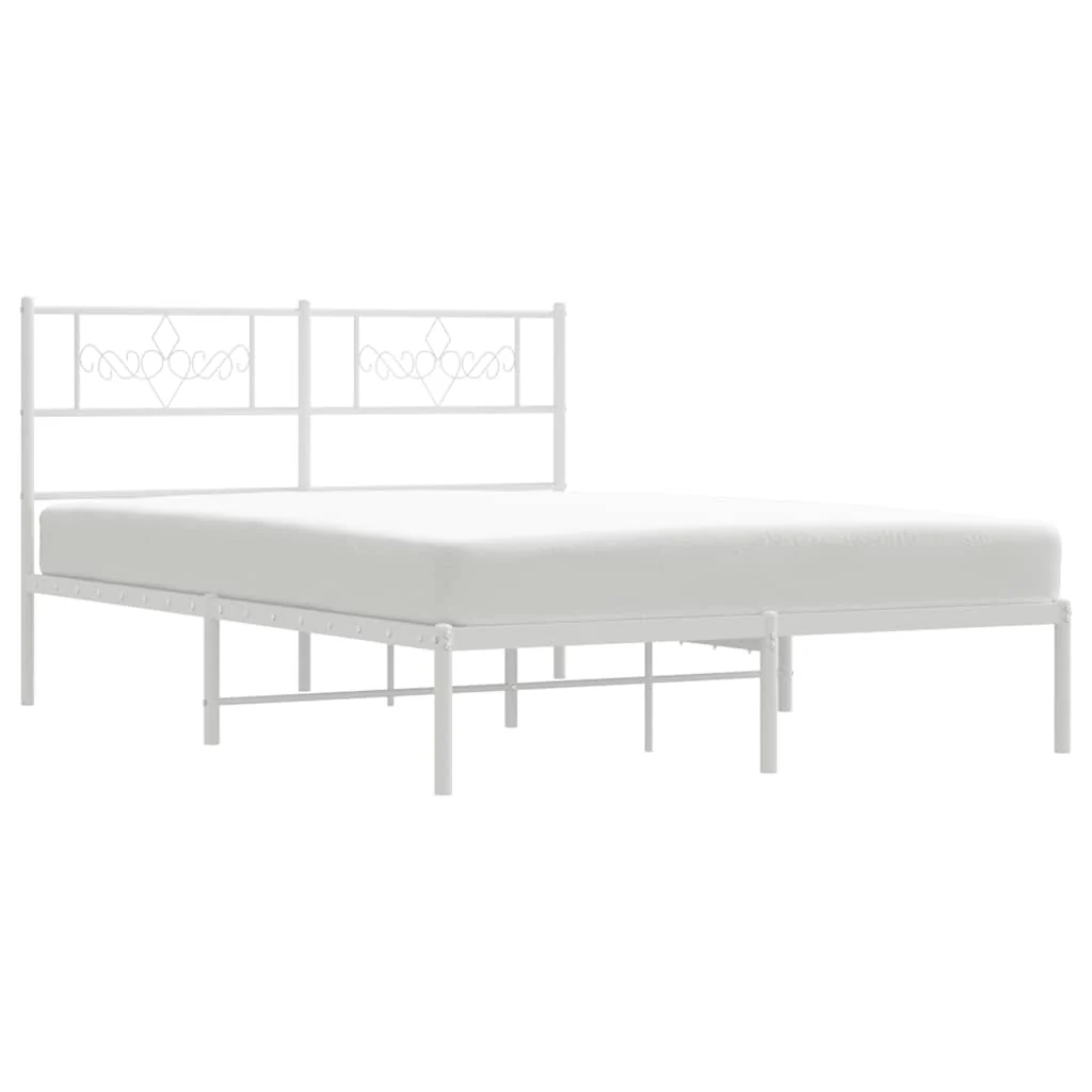 sengeramme med sengegavl 135x190 cm metal hvid - Image 5