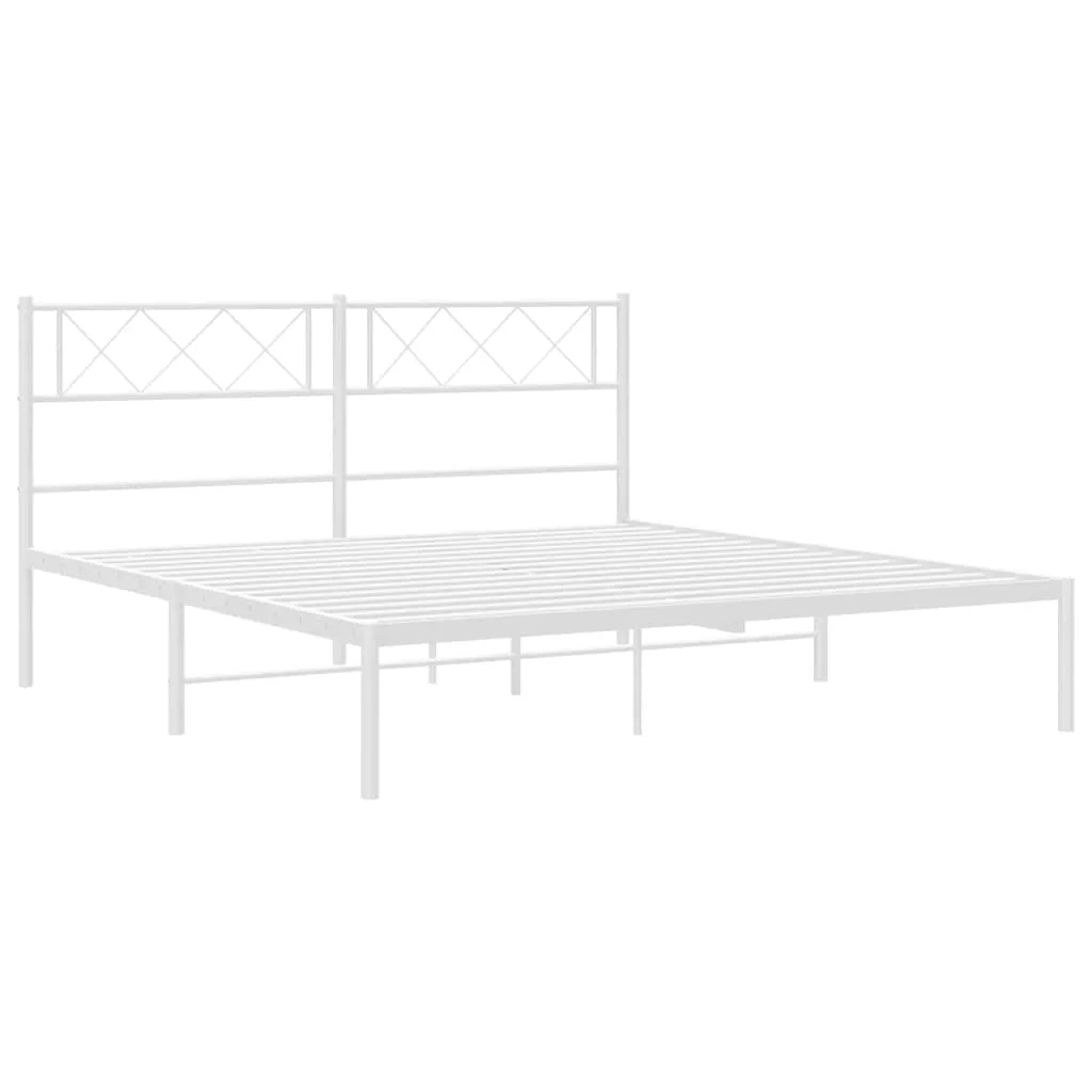 sengeramme med sengegavl 135x190 cm metal hvid - Image 5