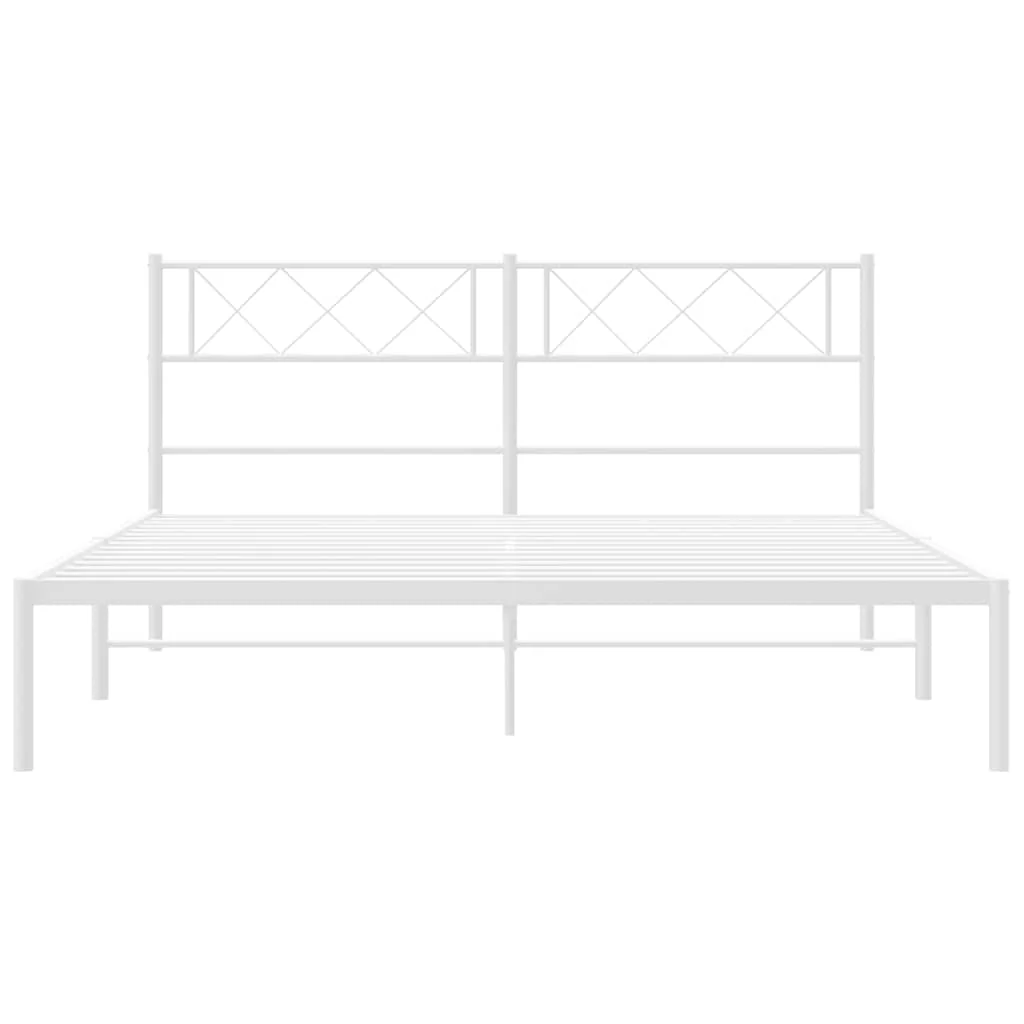 sengeramme med sengegavl 135x190 cm metal hvid - Image 6