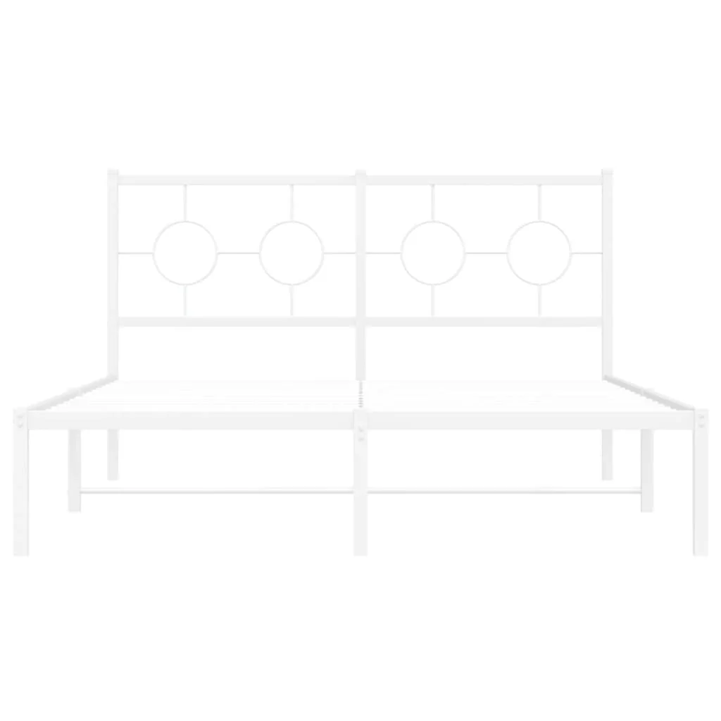 sengeramme med sengegavl 135x190 cm metal hvid - Image 5