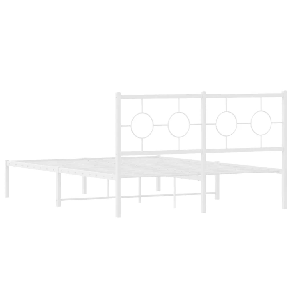 sengeramme med sengegavl 135x190 cm metal hvid - Image 7