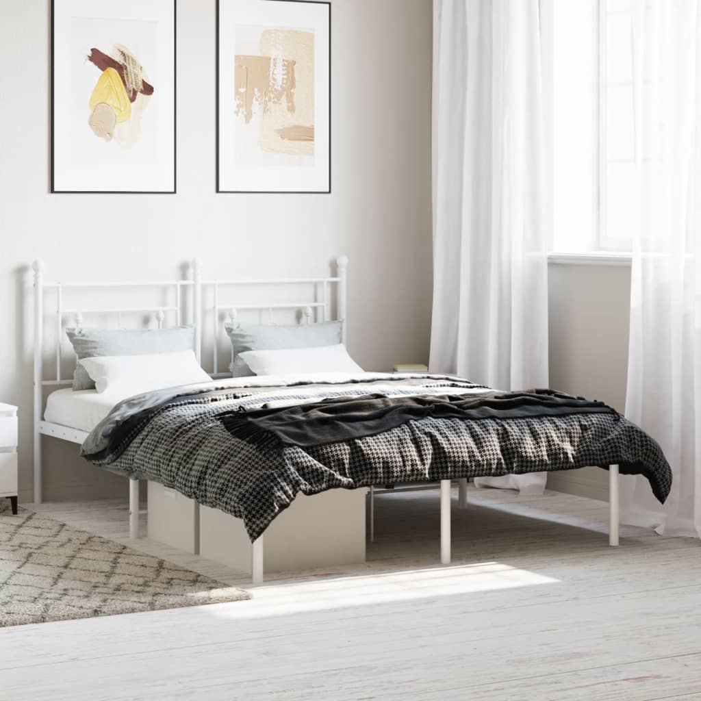 sengeramme med sengegavl 135x190 cm metal hvid