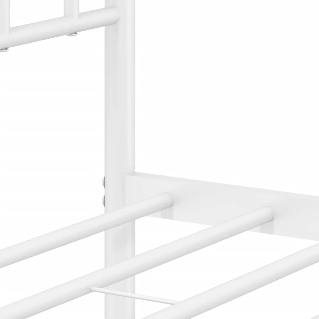 sengeramme med sengegavl 135x190 cm metal hvid - Image 9
