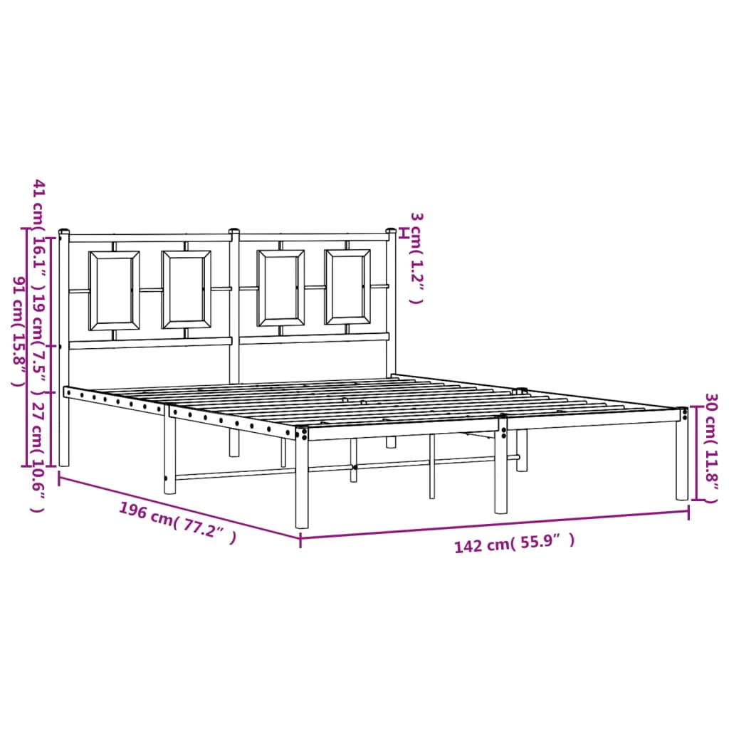 sengeramme med sengegavl 135x190 cm metal hvid - Image 9