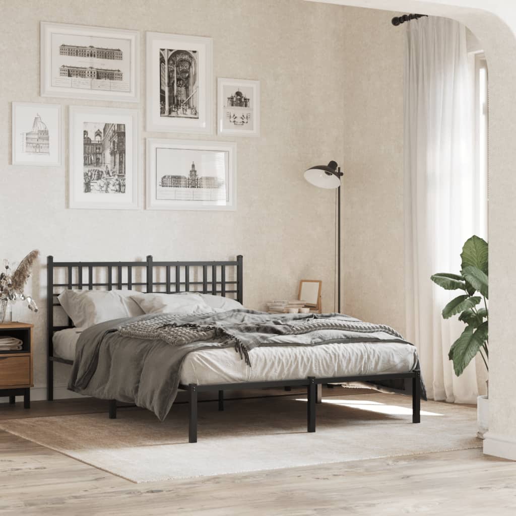 sengeramme med sengegavl 135x190 cm metal sort