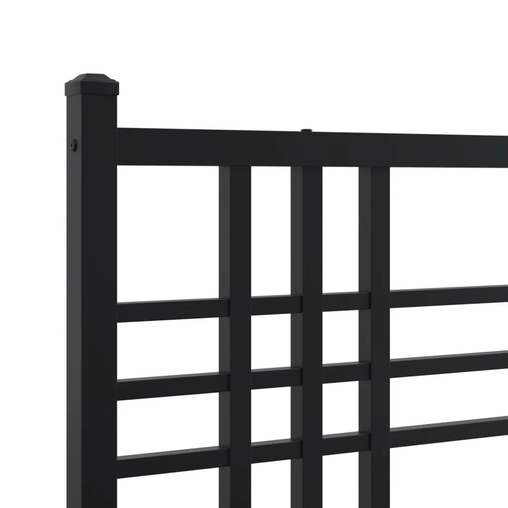 sengeramme med sengegavl 135x190 cm metal sort - Image 7