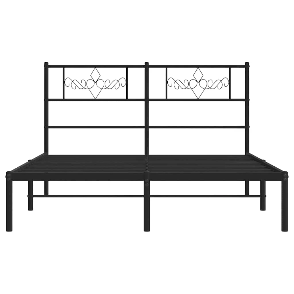sengeramme med sengegavl 135x190 cm metal sort - Image 6
