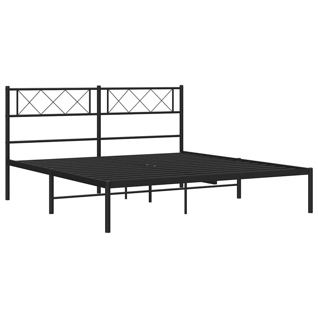 sengeramme med sengegavl 135x190 cm metal sort - Image 6