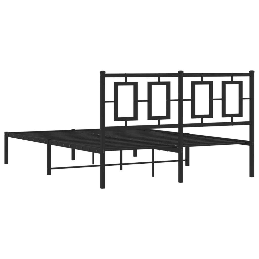 sengeramme med sengegavl 135x190 cm metal sort - Image 7