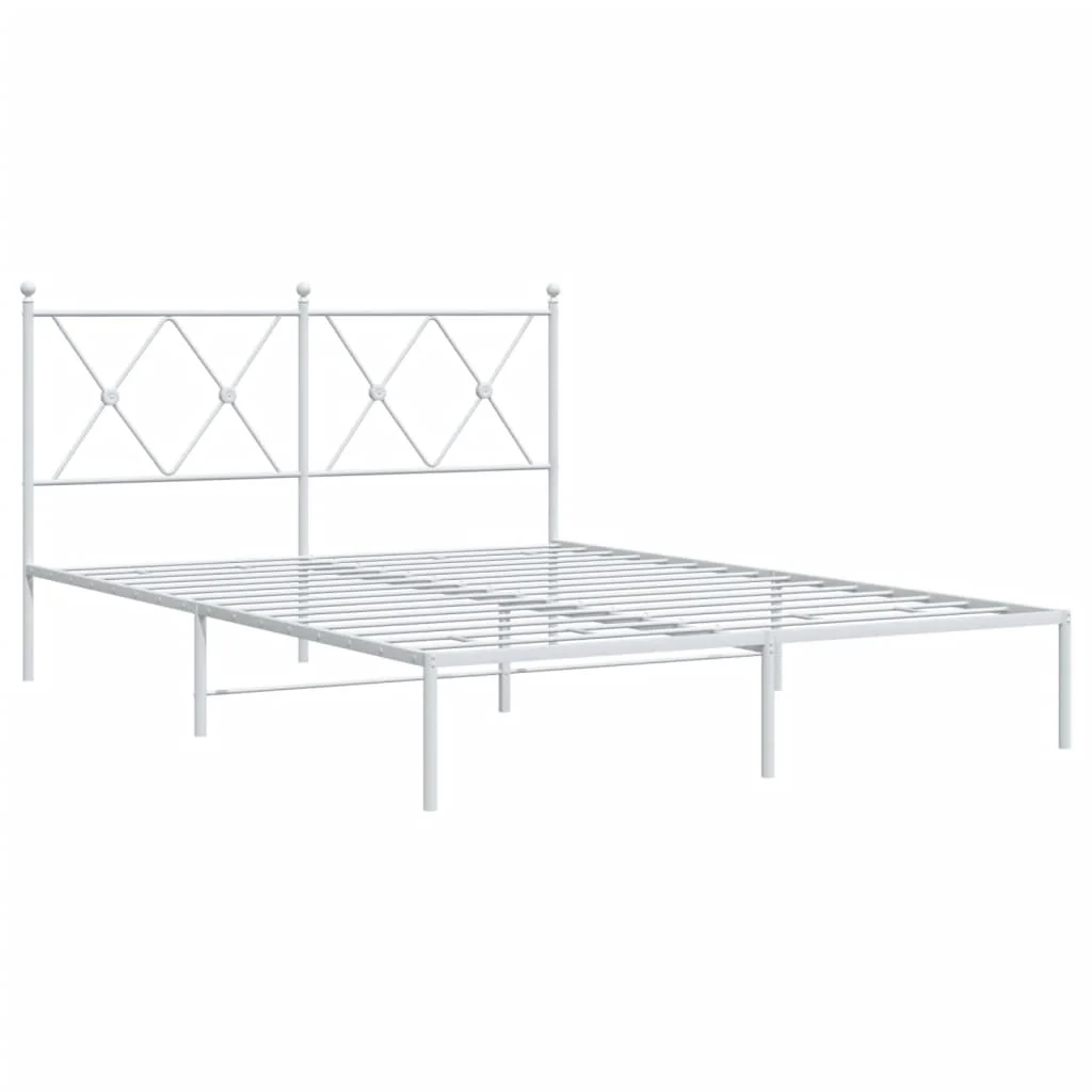 sengeramme med sengegavl 140x190 cm metal hvid - Image 3