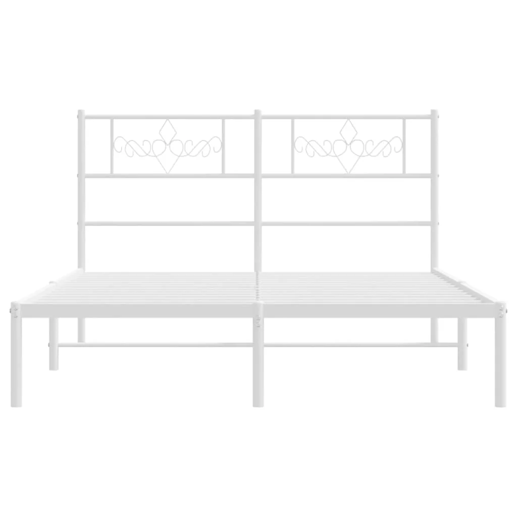 sengeramme med sengegavl 140x190 cm metal hvid - Image 5