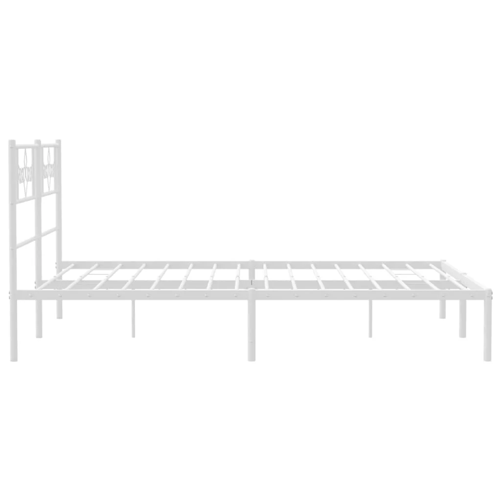 sengeramme med sengegavl 140x190 cm metal hvid - Image 6
