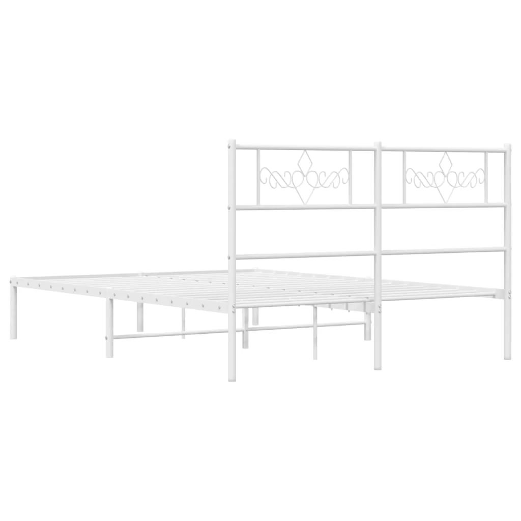 sengeramme med sengegavl 140x190 cm metal hvid - Image 7