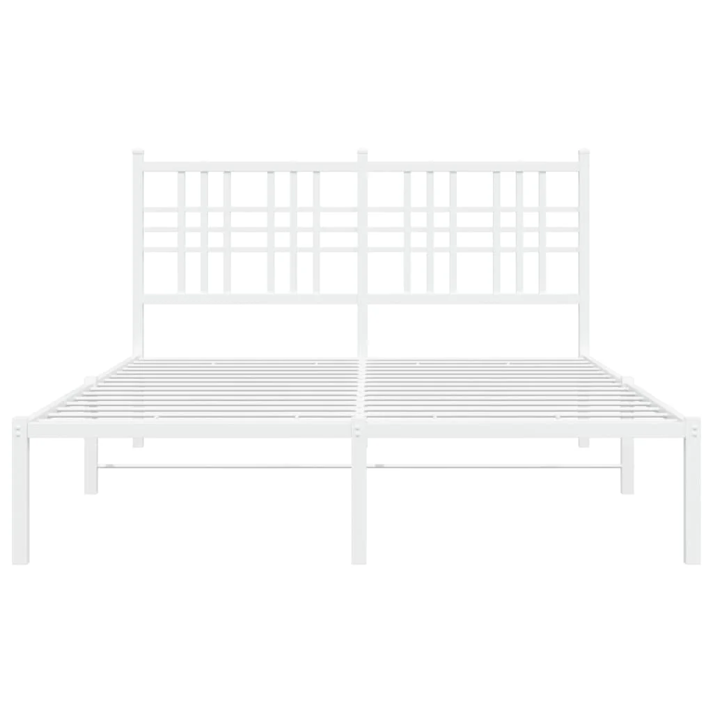 sengeramme med sengegavl 140x190 cm metal hvid - Image 4