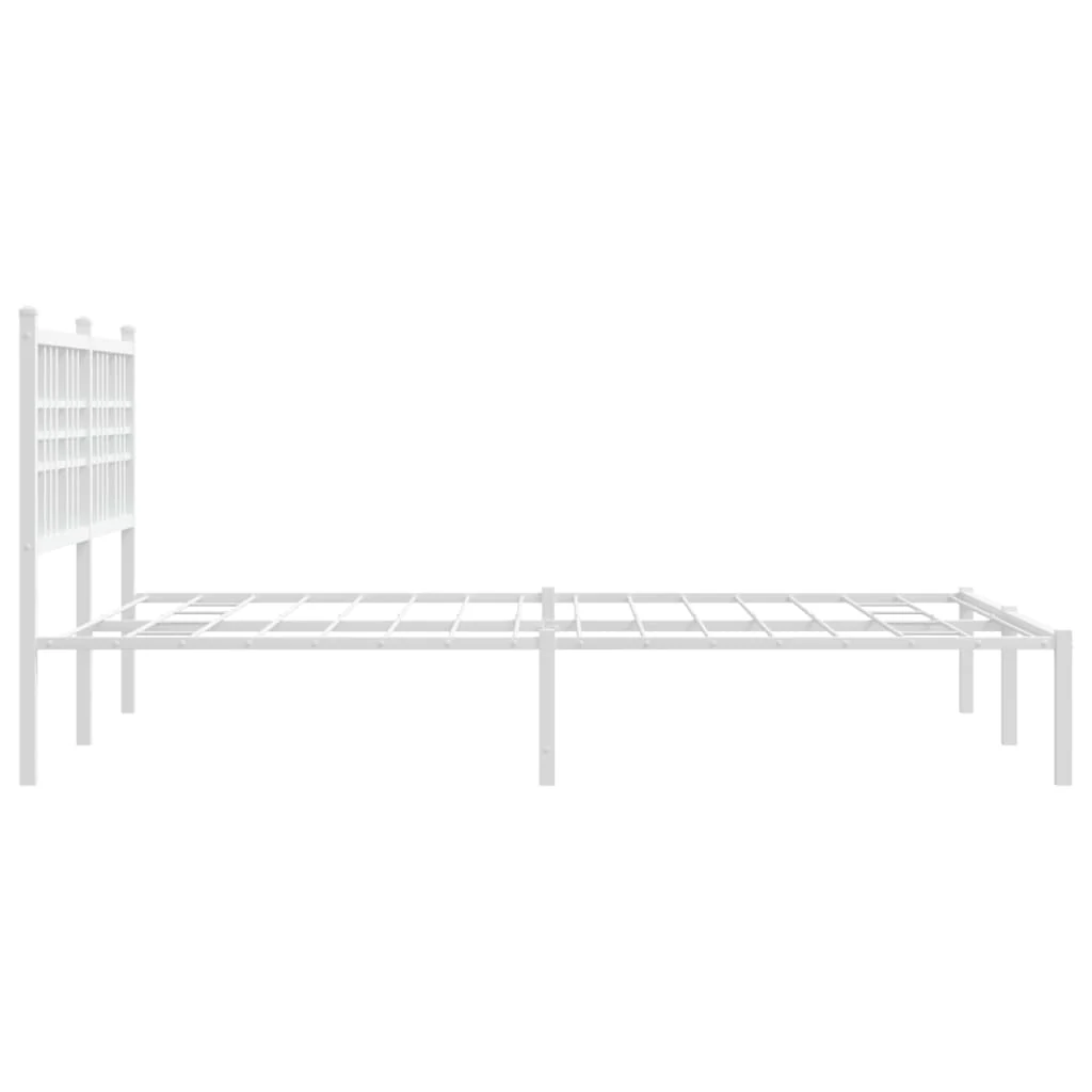 sengeramme med sengegavl 140x190 cm metal hvid - Image 5