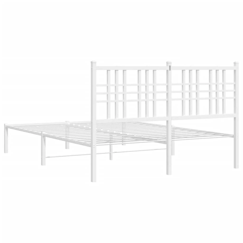 sengeramme med sengegavl 140x190 cm metal hvid - Image 6