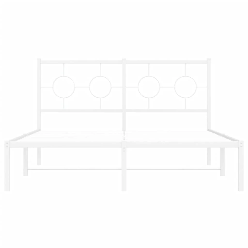 sengeramme med sengegavl 140x190 cm metal hvid - Image 5