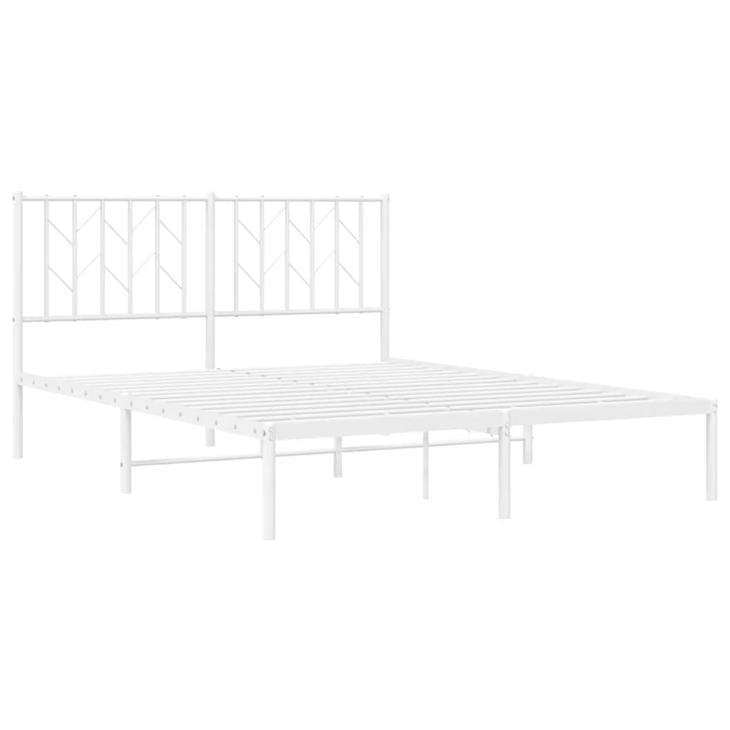 sengeramme med sengegavl 140x190 cm metal hvid - Image 4