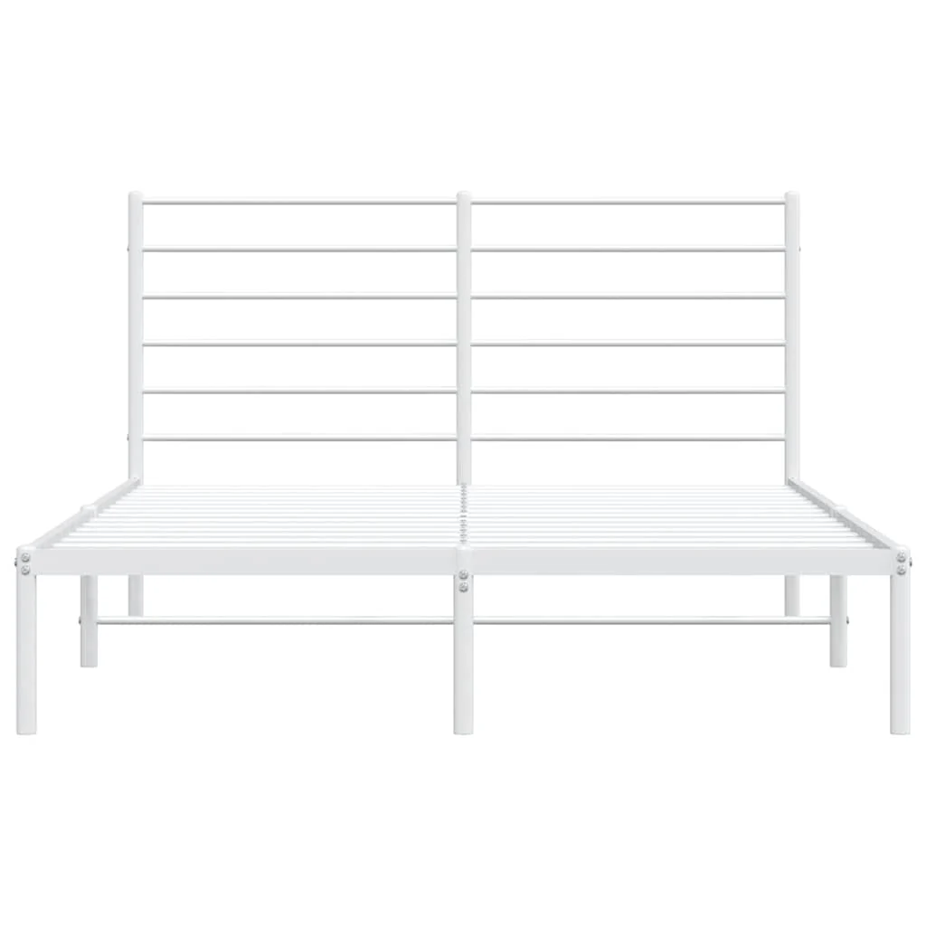 sengeramme med sengegavl 140x190 cm metal hvid - Image 6