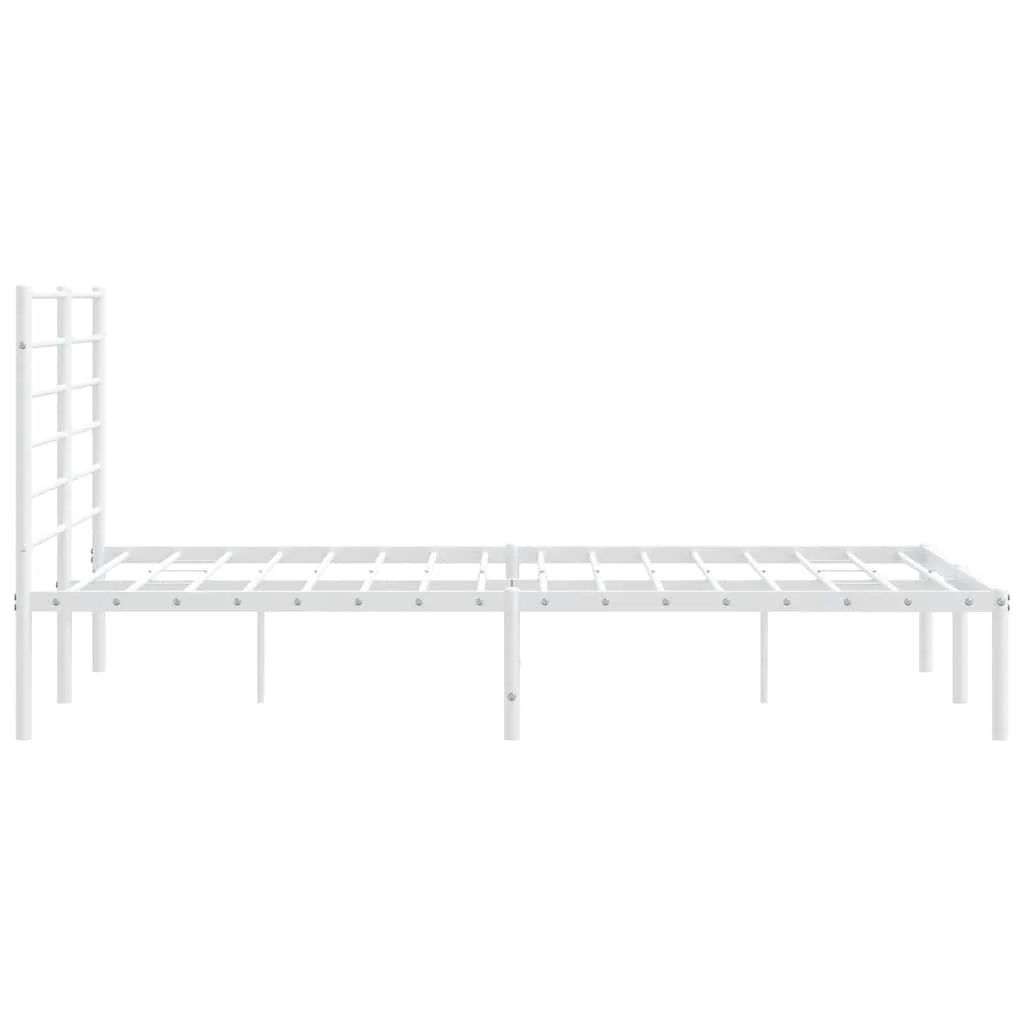 sengeramme med sengegavl 140x190 cm metal hvid - Image 7