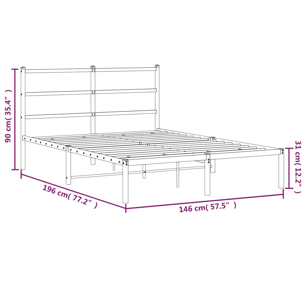 sengeramme med sengegavl 140x190 cm metal hvid - Image 9
