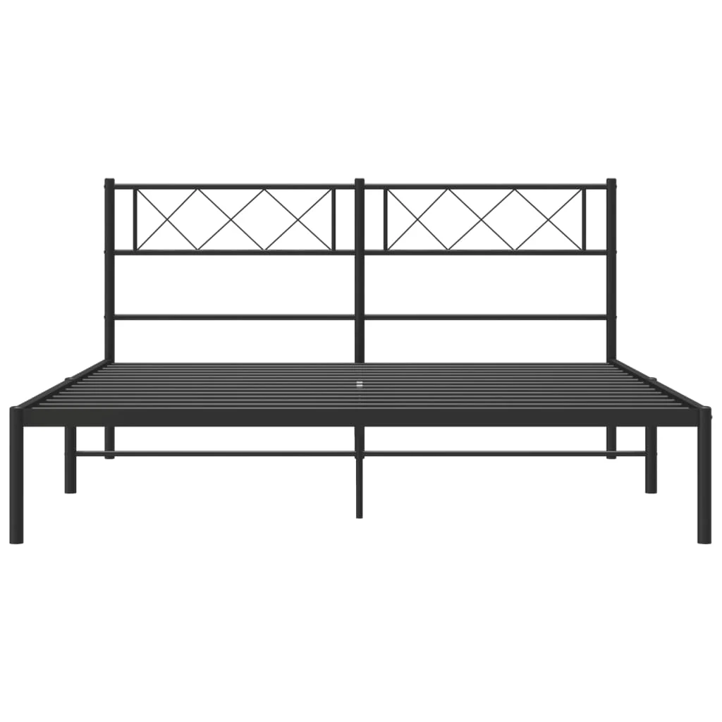 sengeramme med sengegavl 140x190 cm metal sort - Image 4