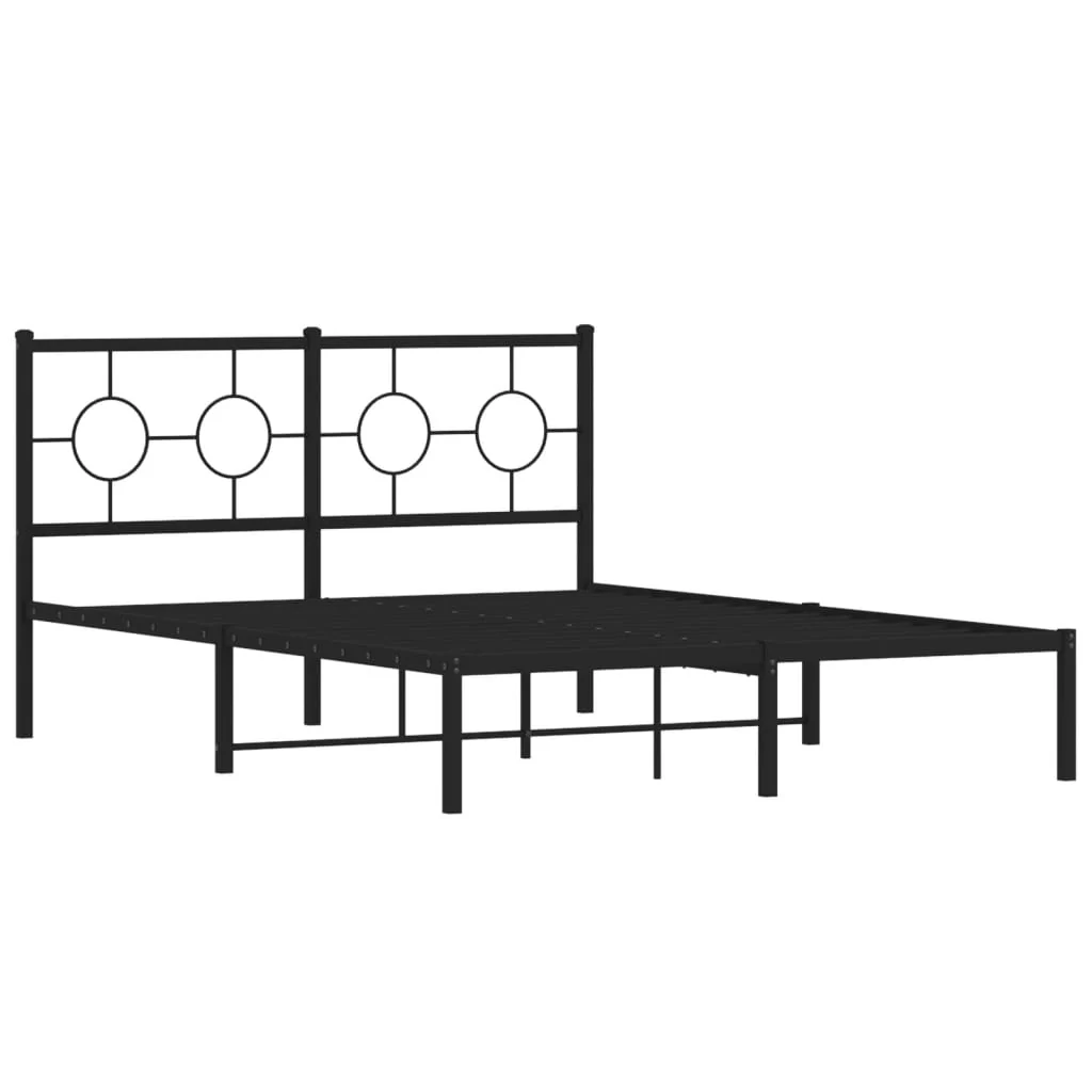 sengeramme med sengegavl 140x190 cm metal sort - Image 3