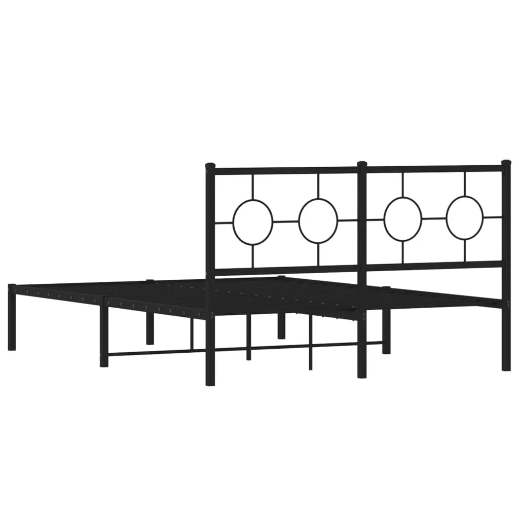 sengeramme med sengegavl 140x190 cm metal sort - Image 7