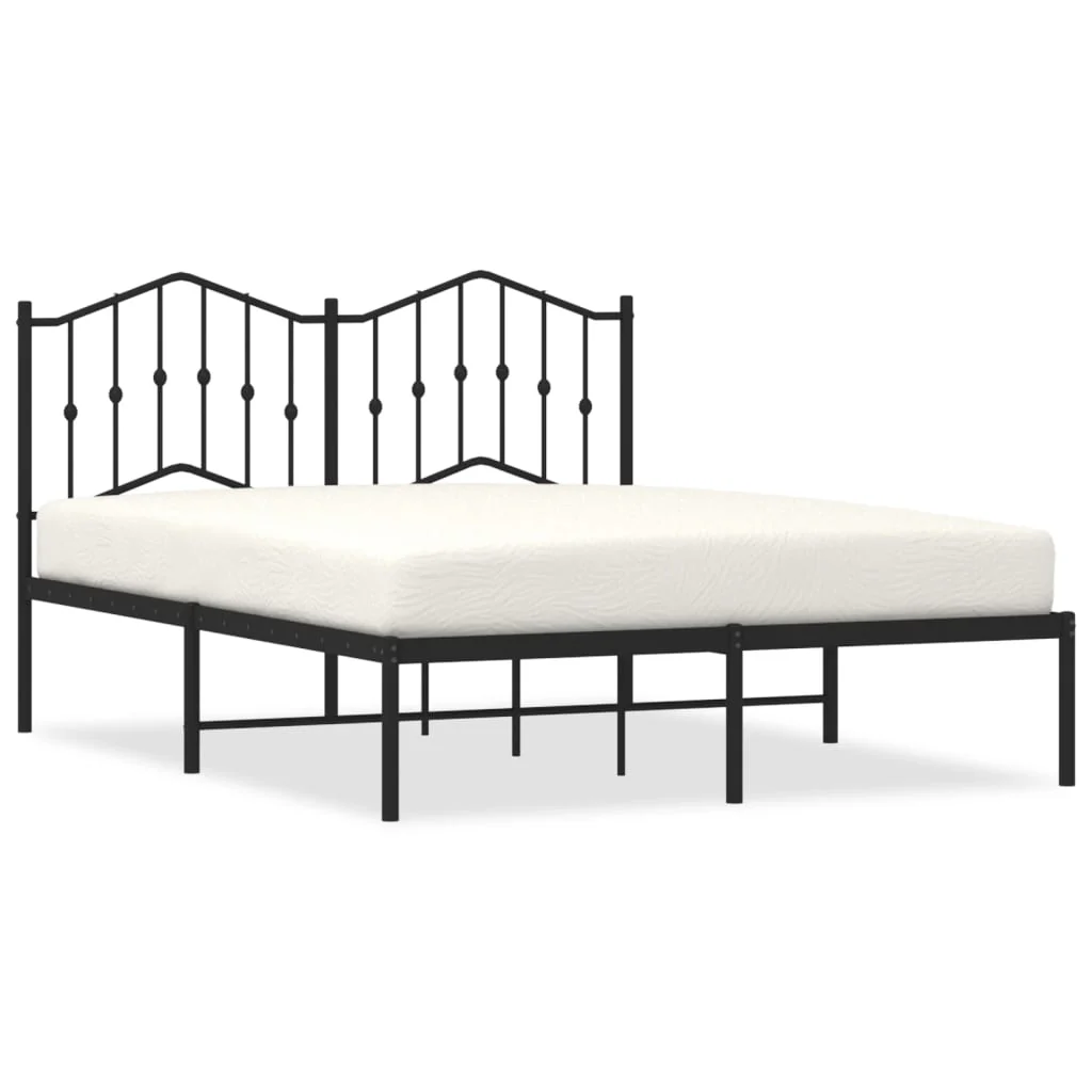 sengeramme med sengegavl 140x190 cm metal sort - Image 2