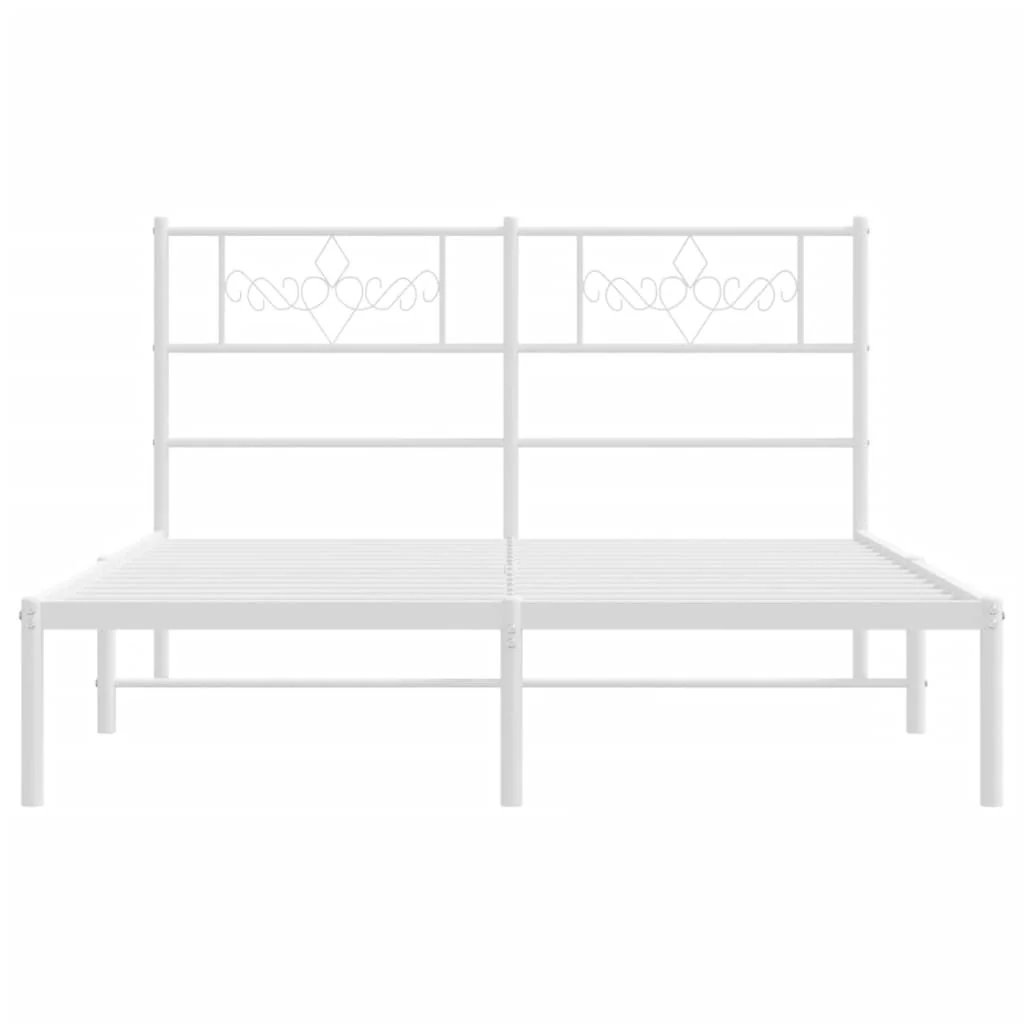 sengeramme med sengegavl 140x200 cm metal hvid - Image 5
