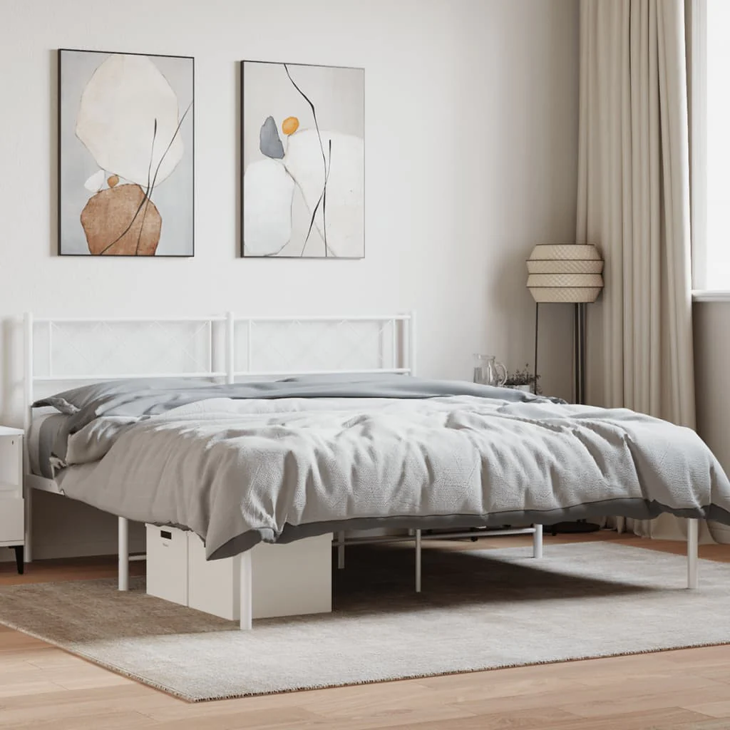 sengeramme med sengegavl 140x200 cm metal hvid