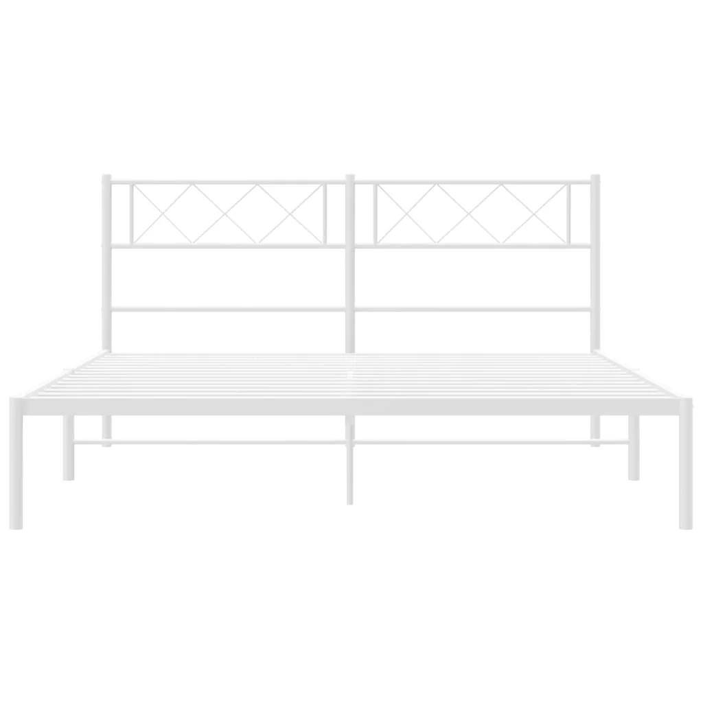 sengeramme med sengegavl 140x200 cm metal hvid - Image 5