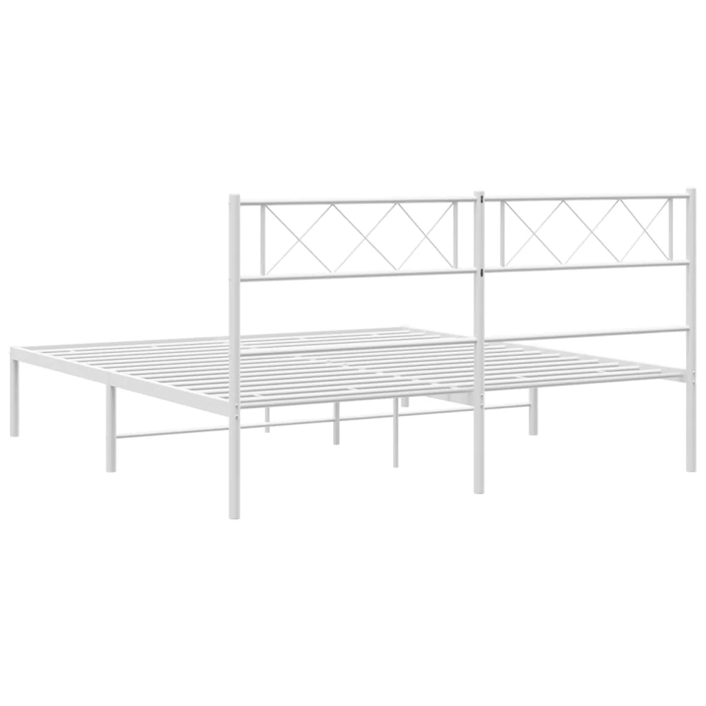 sengeramme med sengegavl 140x200 cm metal hvid - Image 7