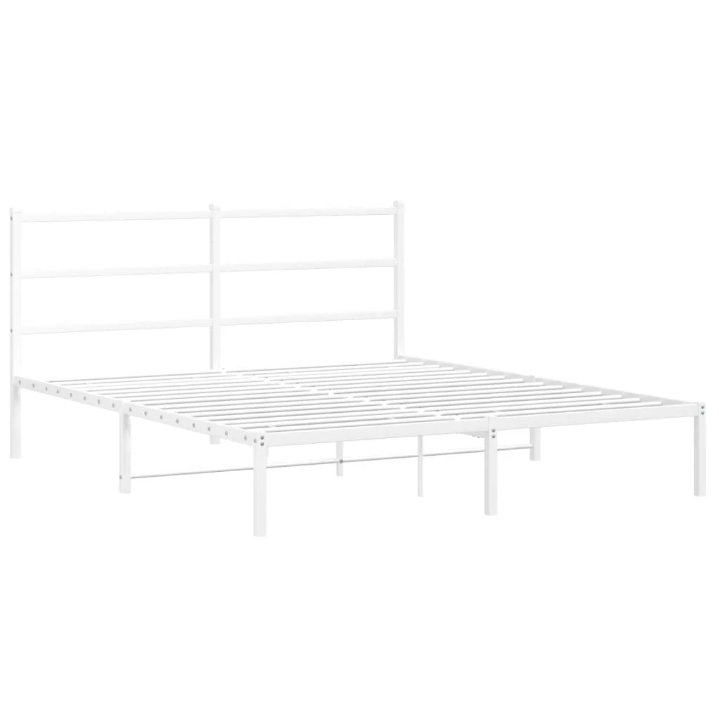 sengeramme med sengegavl 150x200 cm metal hvid - Image 3