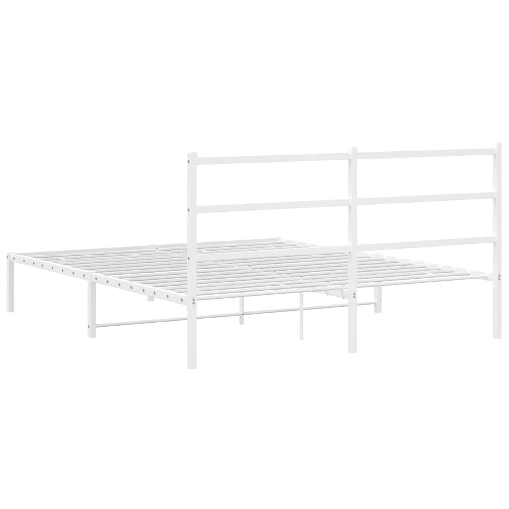 sengeramme med sengegavl 150x200 cm metal hvid - Image 7