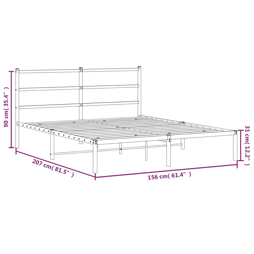 sengeramme med sengegavl 150x200 cm metal hvid - Image 9