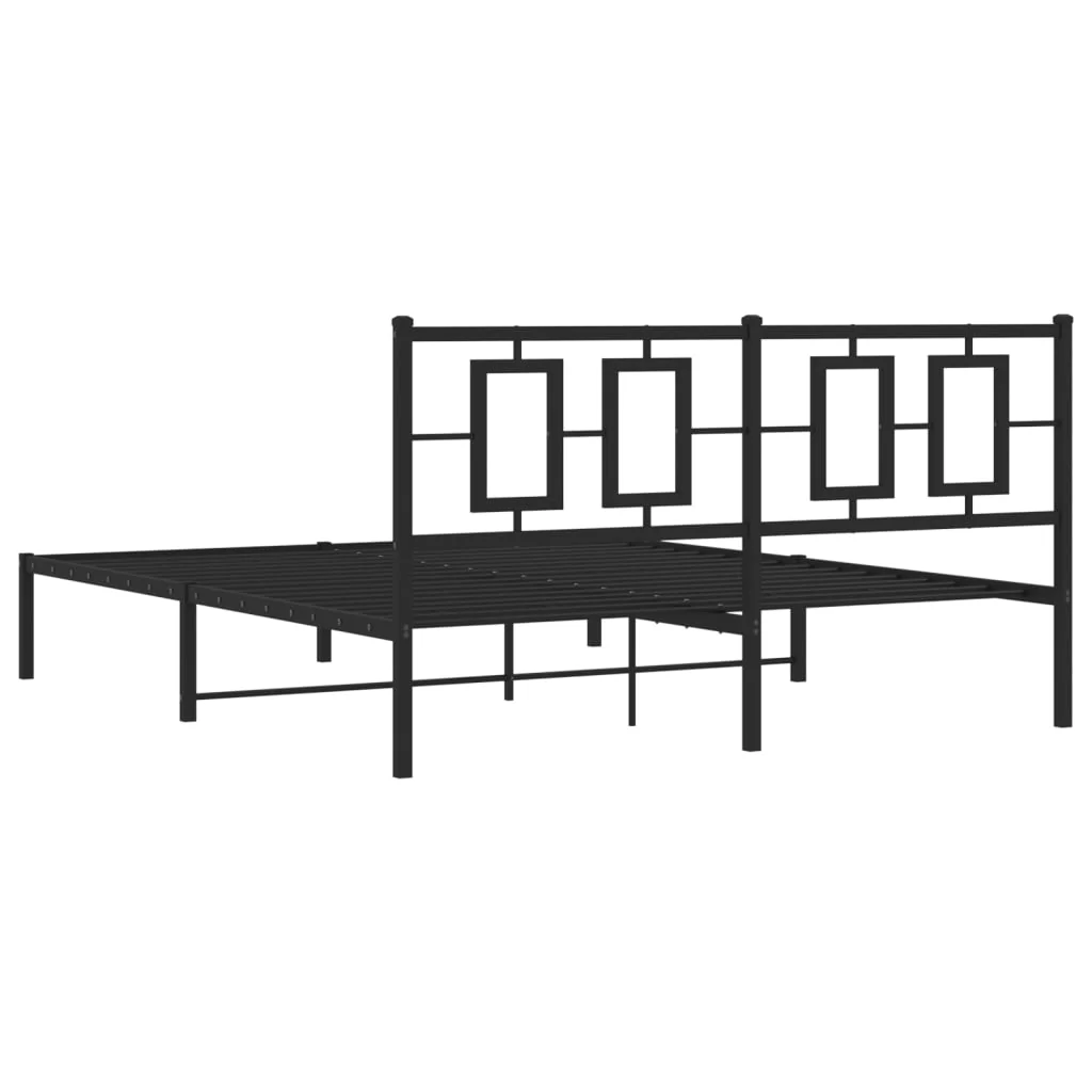 sengeramme med sengegavl 150x200 cm metal sort - Image 7