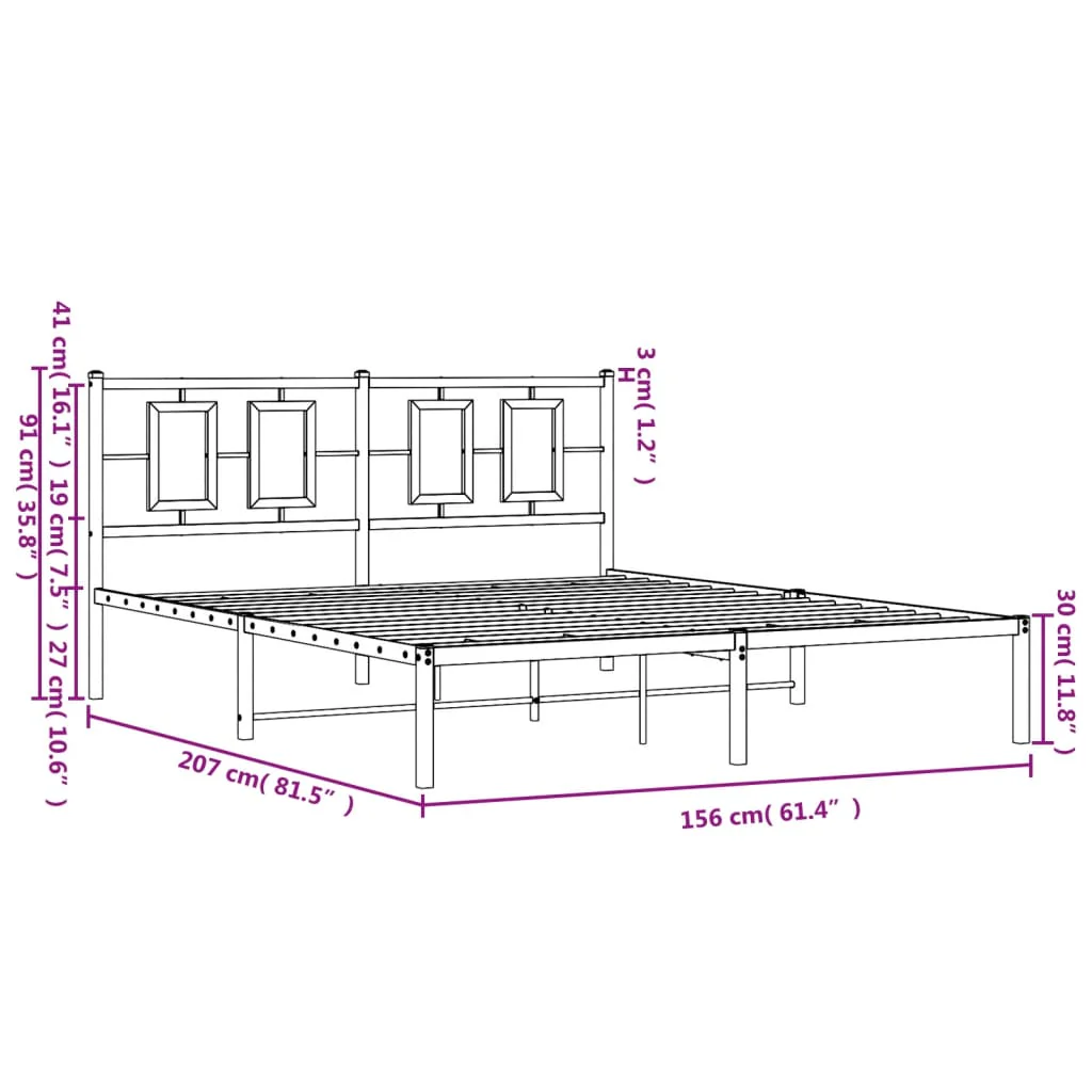 sengeramme med sengegavl 150x200 cm metal sort - Image 9