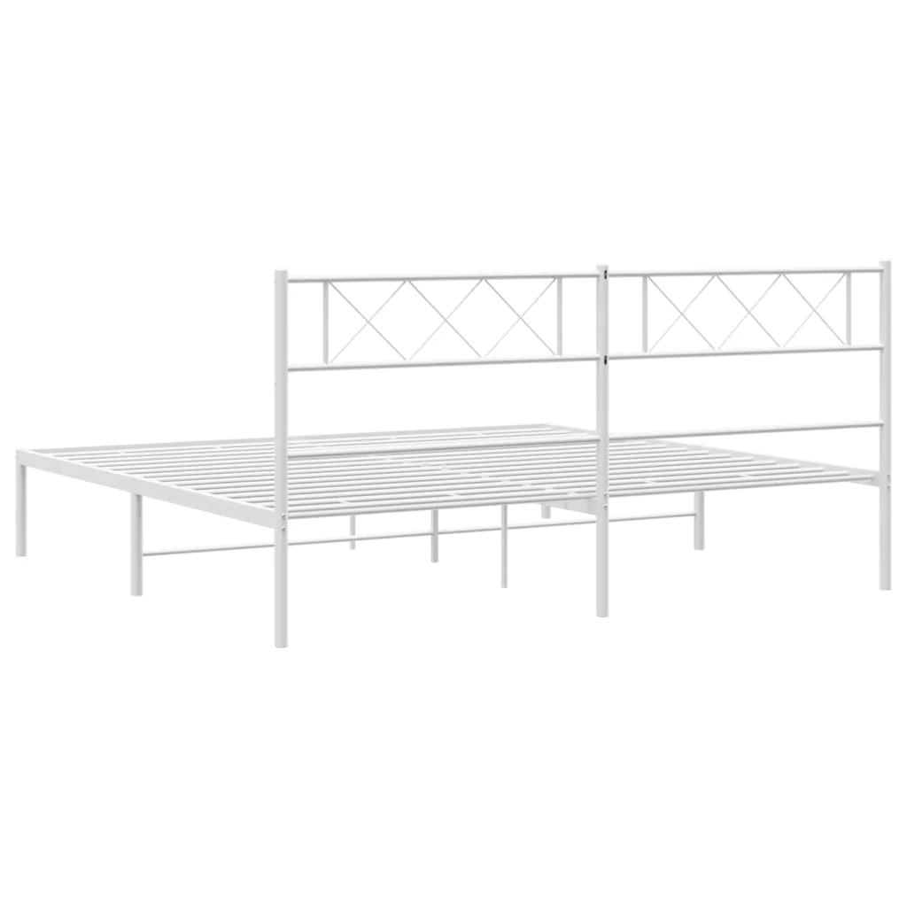 sengeramme med sengegavl 180x200 cm metal hvid - Image 7