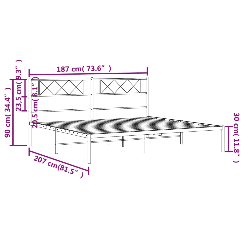 sengeramme med sengegavl 180x200 cm metal hvid - Image 8