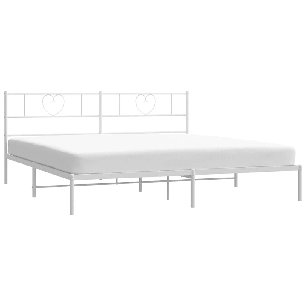 sengeramme med sengegavl 180x200 cm metal hvid - Image 3