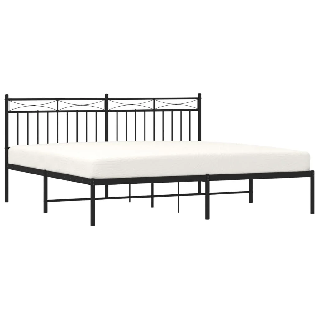 sengeramme med sengegavl 180x200 cm metal sort - Image 3