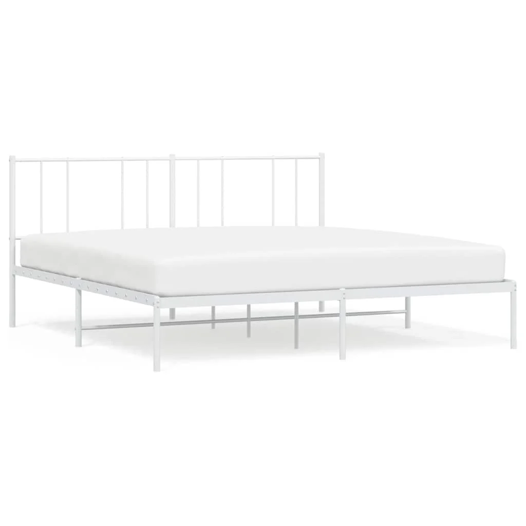sengeramme med sengegavl 183x213 cm metal hvid - Image 2